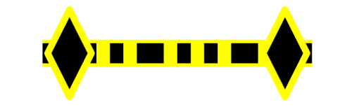 horizontal yellow highlight surrounding a black dashed bar with a diamond shape at each end